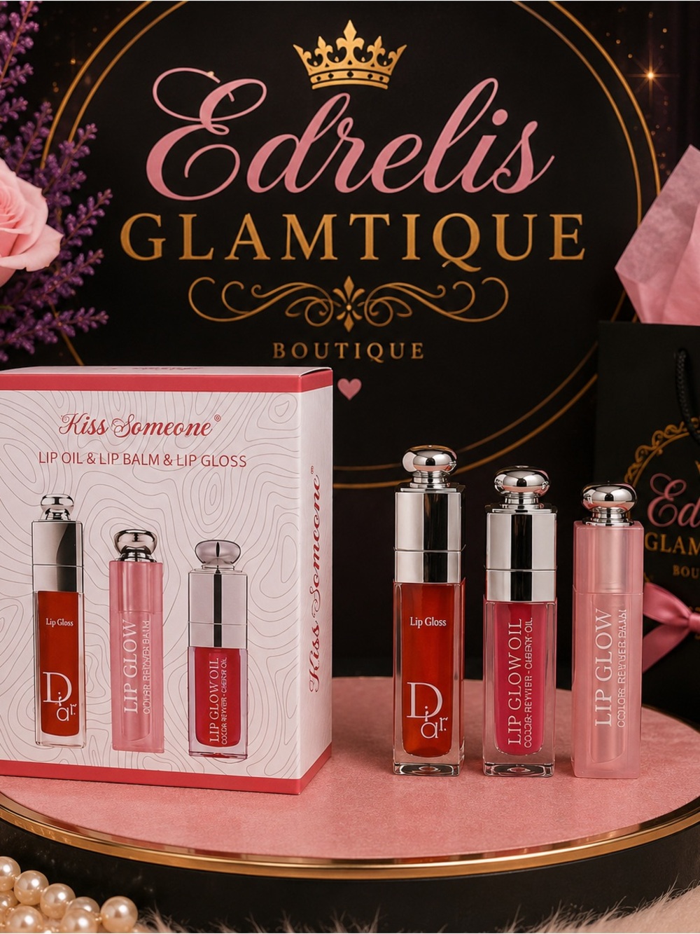 Kiss Someone Lip Trio — Red & Pink Lip Gloss, Oil & Balm